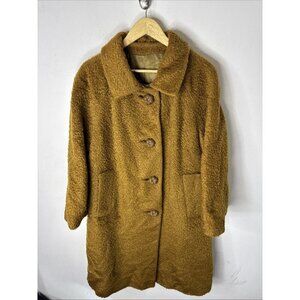 Vintage 1960s Mayfair Garment Montreal Bouclé Wool Coat Brown XL Mid Century